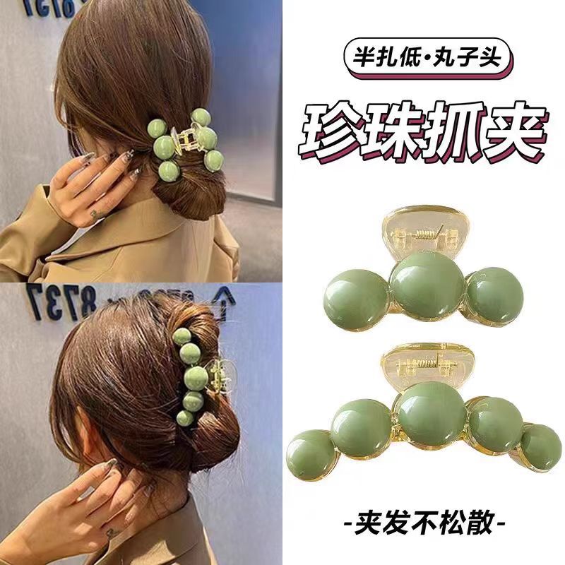 คลิปแฟชั่นมุกสีเขียวเกาหลีเดี่ยวเครื่องประดับผมผู้หญิง