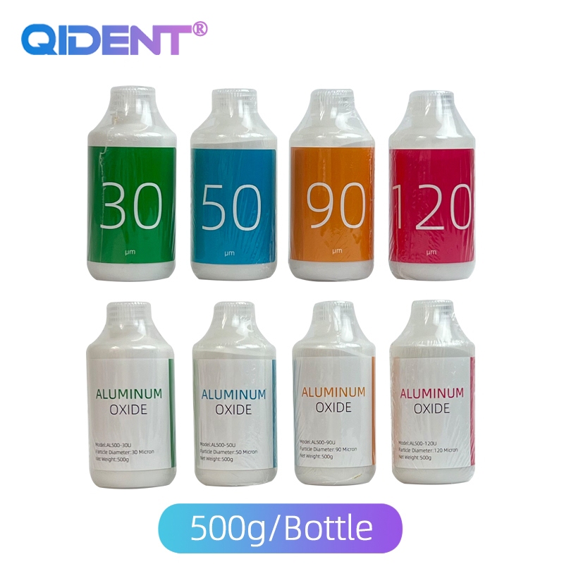 วัสดุทันตกรรมผงพ่นทรายอลูมิน่า 30μm/50μm/90μm/1200μmผงเครื่องพ่นทรายขัดทรายทําความสะอาดพื้นผิวฟันบํารุงรักษา