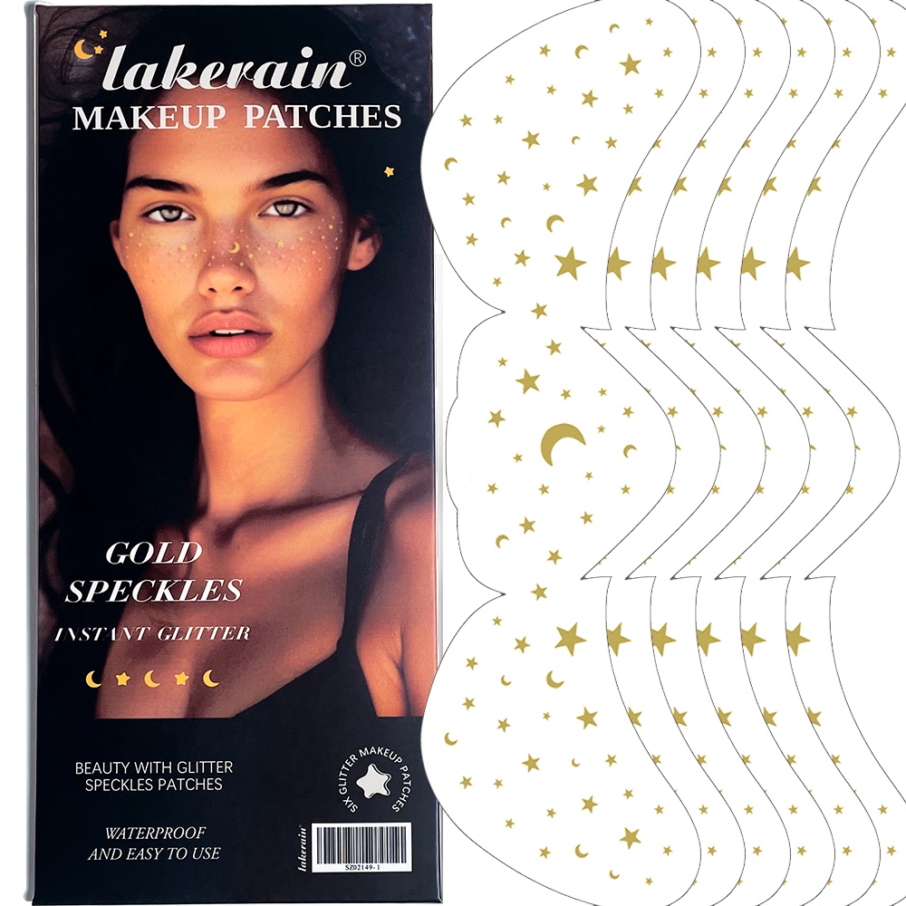 แผ่นแปะแต่งหน้า Lakerain - สีเงิน - Face Glitter Makeup Speckles - Glow Up Makeup Patch - Face Glitter Speckles Patch - อุปกรณ์แต่งหน้ากลิตเตอร์น่ารักสําหรับผู้หญิง