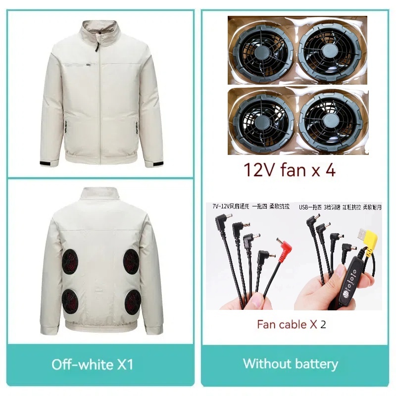 ฤดูร้อนกลางแจ้งเย็นแจ็คเก็ตสีขาวแขนยาวเสื้อผ้าสามารถติดตั้งพัดลมผู้ชายแจ็คเก็ต