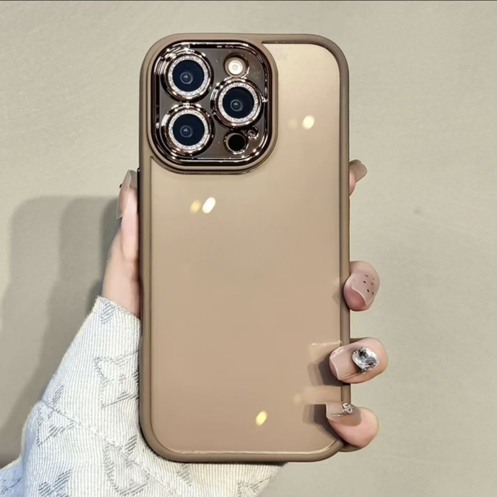 คริสตัลโล่พร้อมฟิล์มเลนส์เคสโทรศัพท์สําหรับ iPhone 16 15 14 Pro Max 11 12 Pro Max 13 Pro Max ปลอกโปร่งใส iPhone ปกหลัง