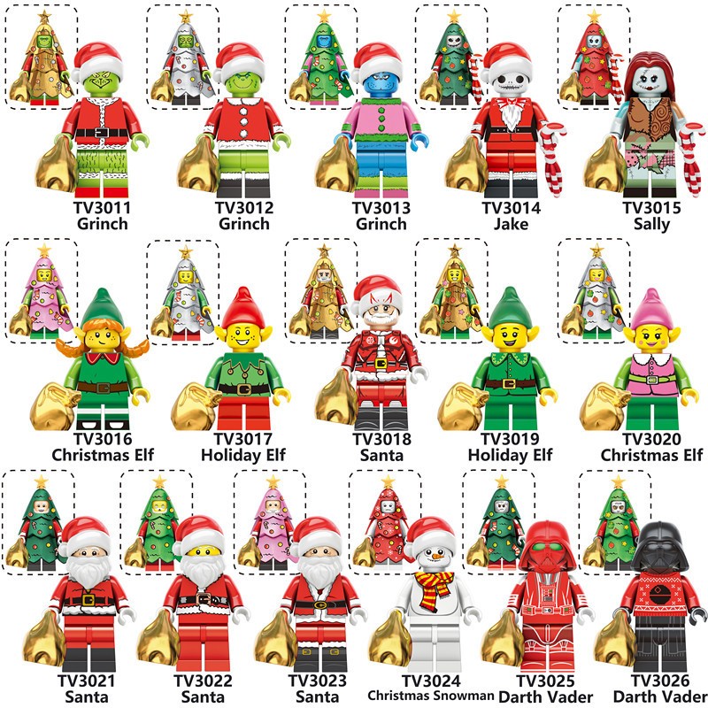 คริสต์มาส Snowman Santa Rex Building Blocks Grinch Holiday EIf Figures ของเล่น Minifigures ของขวัญคริสต์มาส