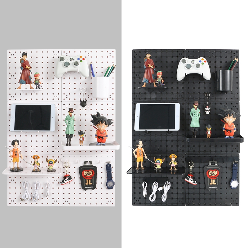 E MEIJIA แผ่นวางของติดผนัง อุปกรณ์ตกแต่งบอร์ด ชั้นวางของ pegboard