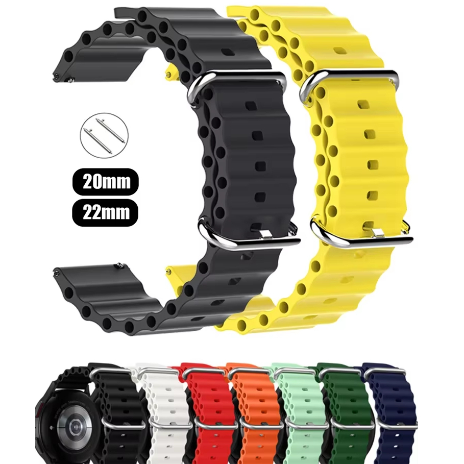 Ocean Starp สําหรับ Samsung galaxy watch 5/5 pro 4 classic 42 มม.46 มม.45 มม.20 มม.22 มม.ซิลิโคน correa galaxy นาฬิกา 4 44 มม.40 มม.