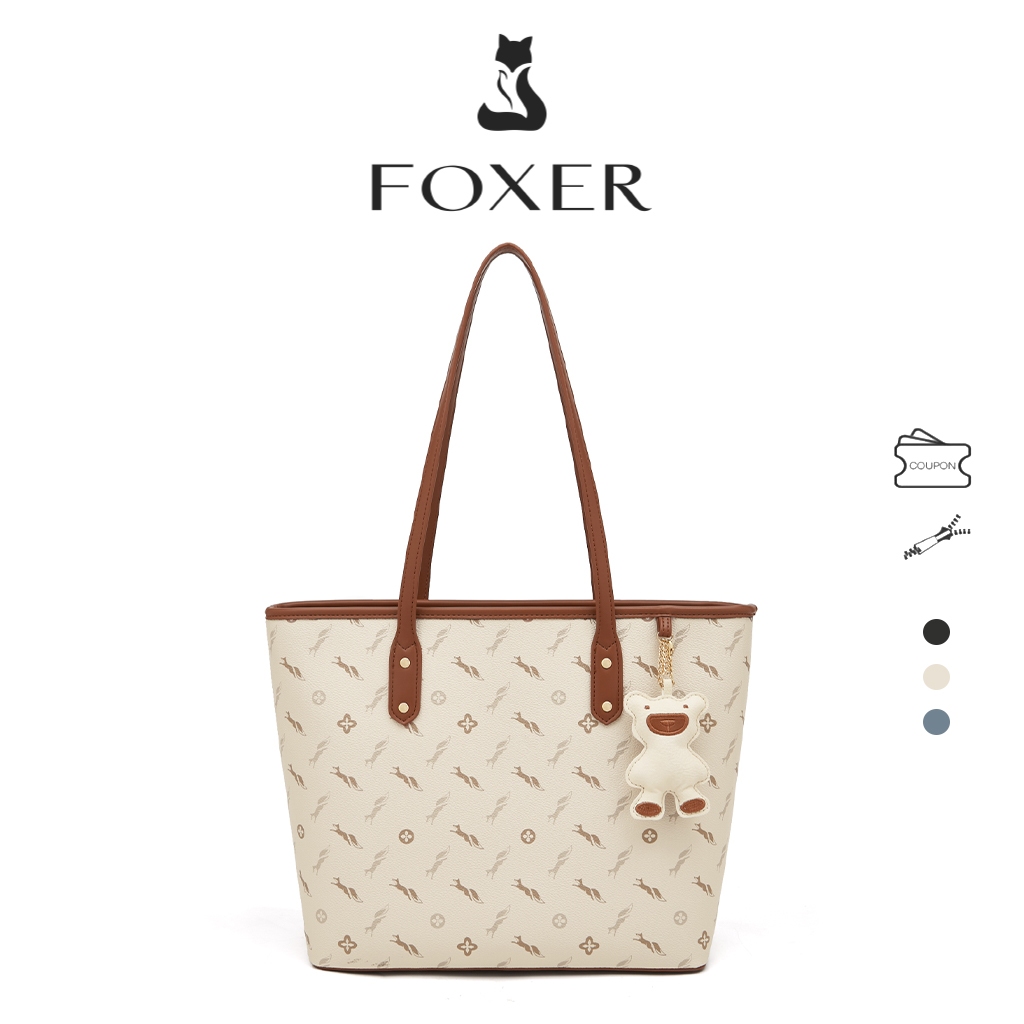 FOXER กระเป๋าถือหนังสุภาพสตรีแฟชั่นกระเป๋าสตรีความจุขนาดใหญ่อเนกประสงค์