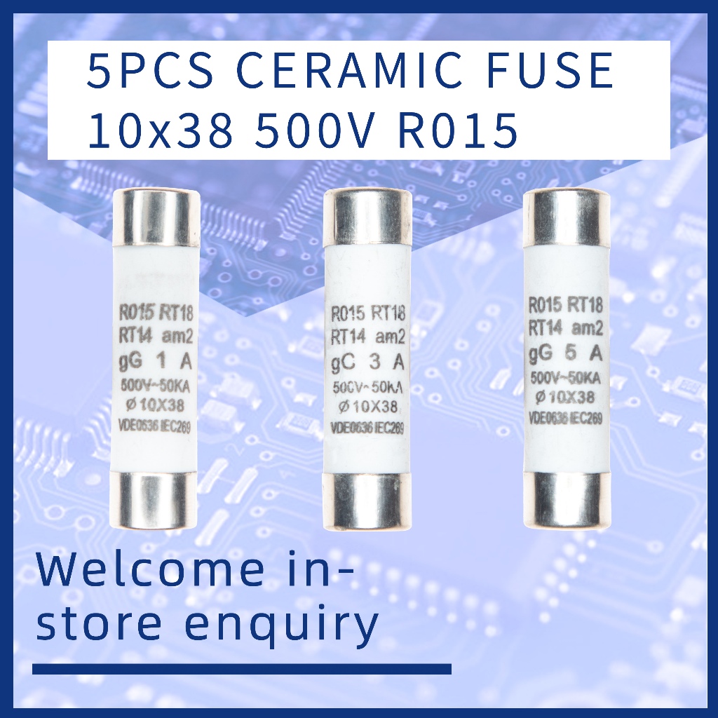 5pcs ฟิวส์เซรามิค 10 x 38 10*38 500V R015 1A 2A 3A 5A 6A 8A 10A 16A 20A 25A 32A 1 2 3 5 6 8 10 16 20 25 32 A