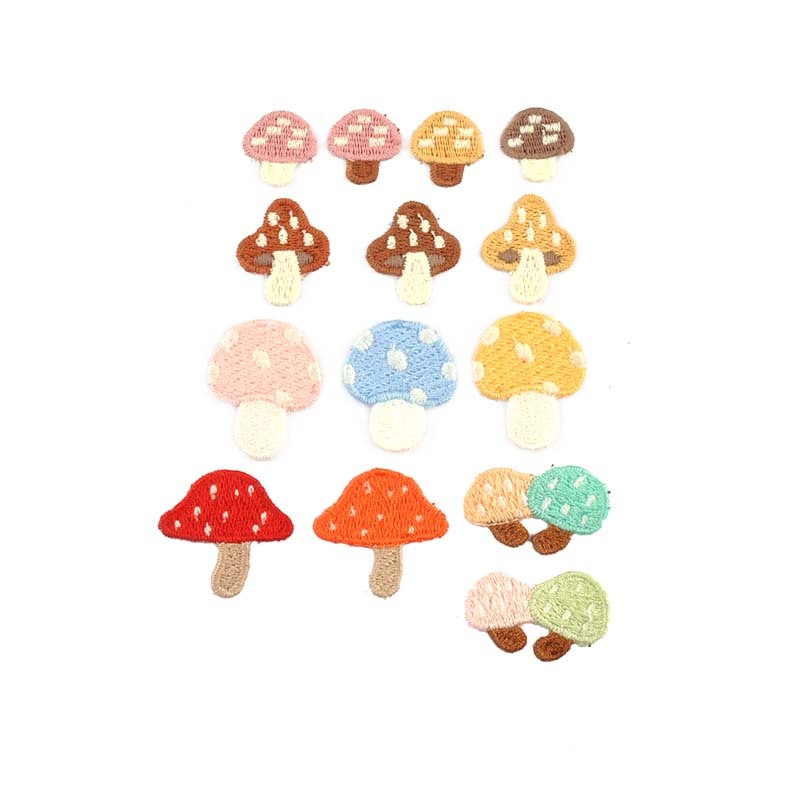 20pcs 24-30 มม.สีสุ่ม Patchwork น่ารักเห็ด Embroideried แพทช์เสื้อผ้าอุปกรณ์เย็บผ้าเสื้อผ้า Appliques DIY หัตถกรรม CP3772