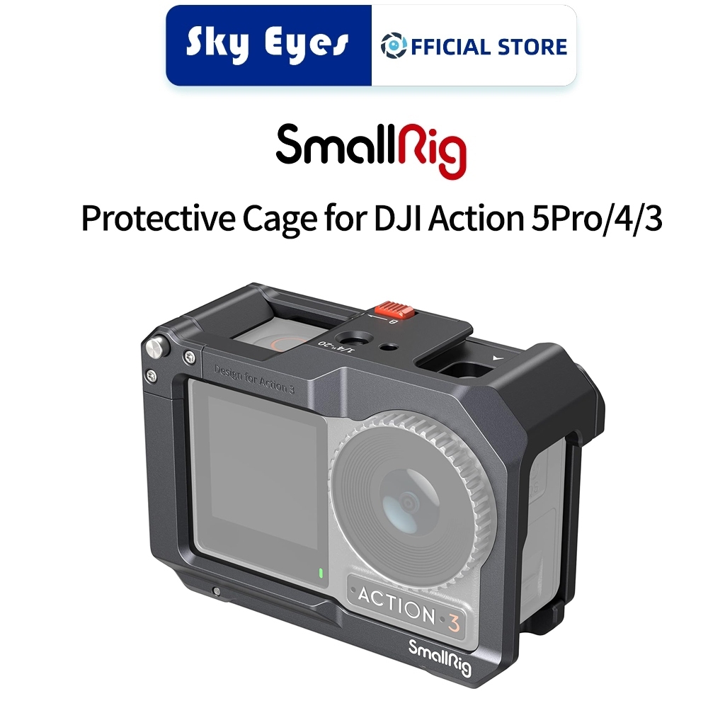 กรงกรอบป้องกัน SMALLRIG พร้อมที่ยึดรองเท้าเย็นสําหรับกล้อง DJI Action 5Pro/4/3