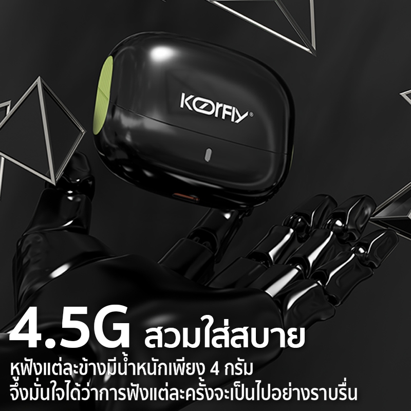KOORFLY EP800 หูฟัง TWS หูฟังบลูทูธไร้สาย  Bluetooth 5.4 บลูทูธ -42DB ลดเสียงรบกวน ANC  แบตเตอรี่ 30ชม. IPX7กันน้ำ HiFi HD Call พร้อมไมโครโฟน หูฟังเล่นเกม