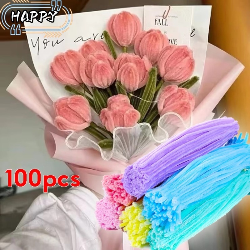 พร้อมส่ง100ชิ้น ลวดกํามะหยี่ ทําเอง แยกสี สร้างงานฝีมือต่างๆ สําหรับงานฝีมือ สีสดใส ขายดี