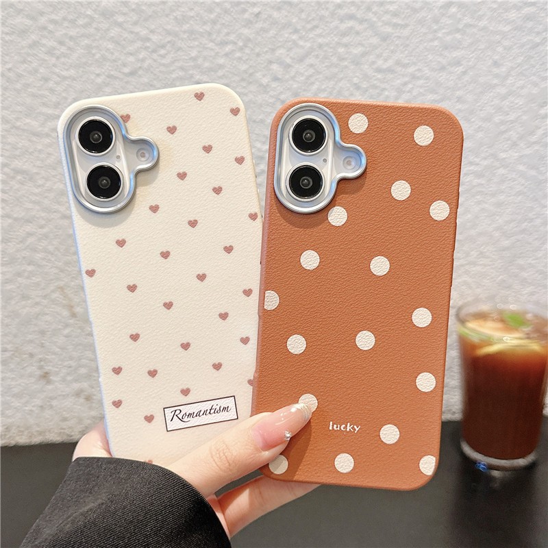 Iphone 16 pro max 15 pro max เคสโทรศัพท์วัสดุ PU ลายลายจุดรัก