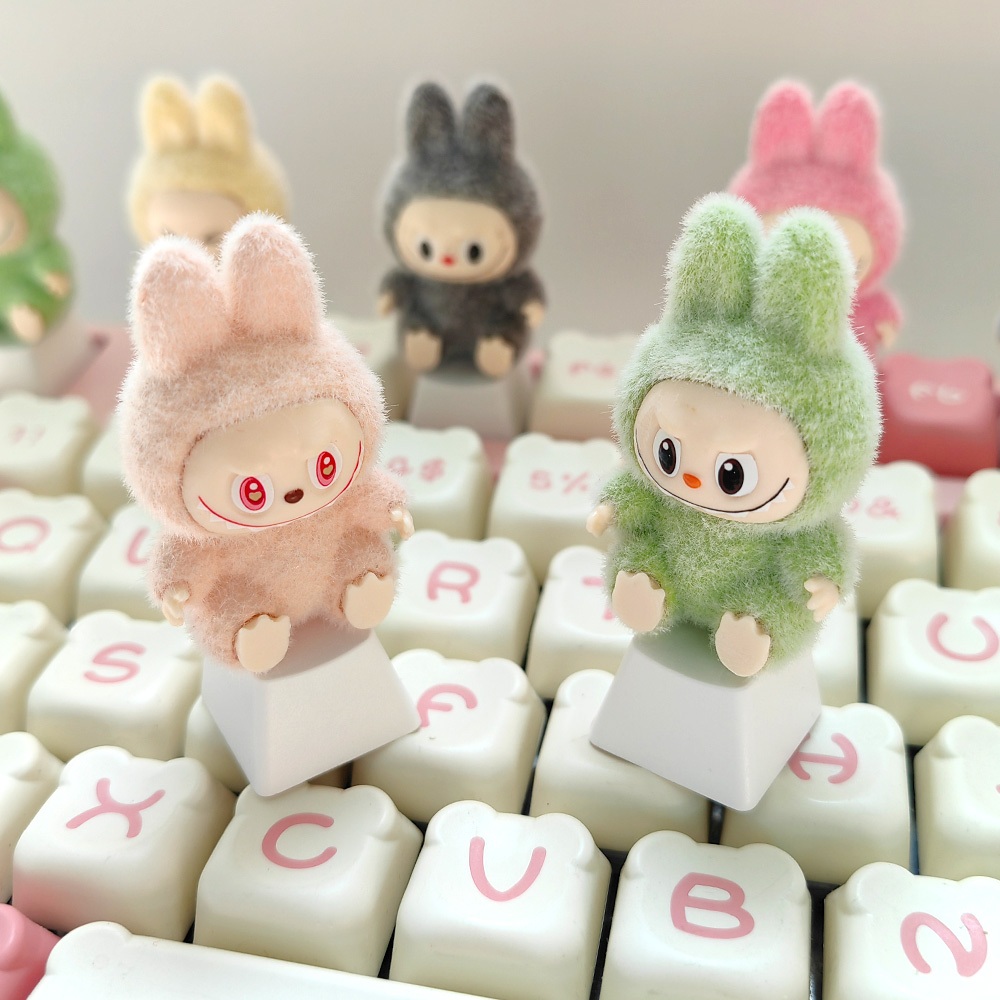 Labubu KEYCAPS Flocking Doll Button คีย์บอร์ดแบบกลไก ปุ่มเฉพาะ ESC