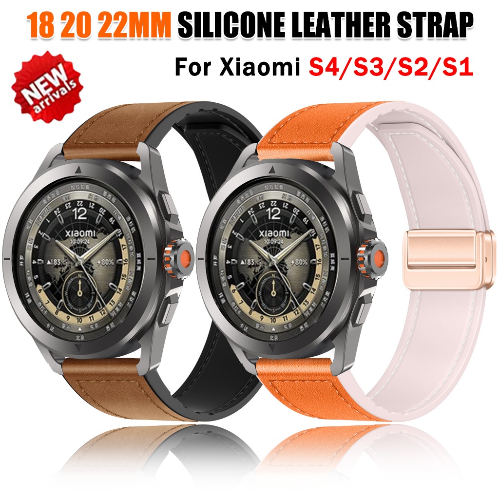 18 20 22 มม.กีฬาแม่เหล็ก WatchBand สําหรับ Xiaomi นาฬิกา S4/S3/S2/S1 สายหนังซิลิโคนสําหรับ Redmi Watch 5 Active & 5 Lite สายรัดข้อมือ