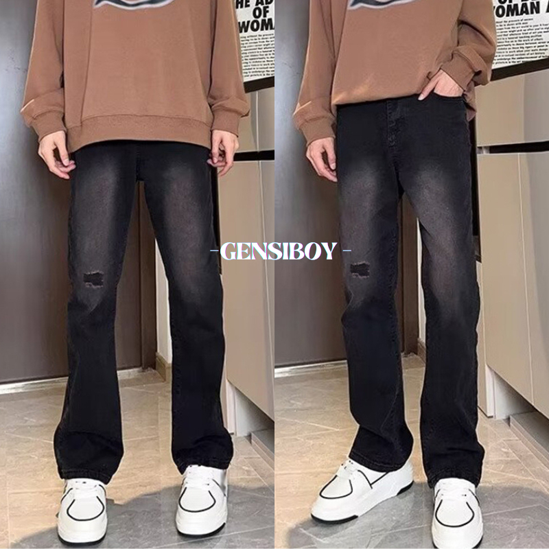 Gensiboy-กางเกงยีนส์ผู้ชาย ทรงหลวม ใส่สบาย ขนาดใหญ่ ผ้ายีนส์ ทรงกระบอก สไตล์วินเทจ