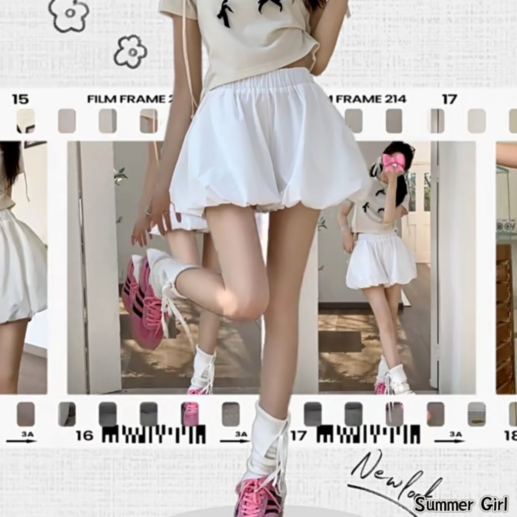 🎉พร้อมส่ง🎉Balloon x skirt กระโปรงบอลลูน ทรงสวยมากก มีเชือกผูกเอว และซับในกางเกงขาสั้น