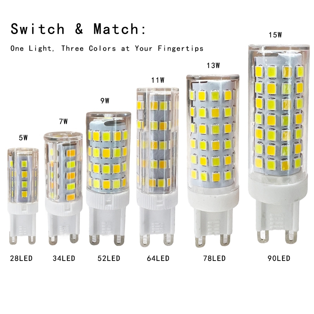 Mini G9 หลอดไฟ LED ข้าวโพดเปลี่ยนสีได้ 3 สี 28/34/52/64/78/90 LEDs 2835SMD ห้องนอน 220V ตกแต่ง