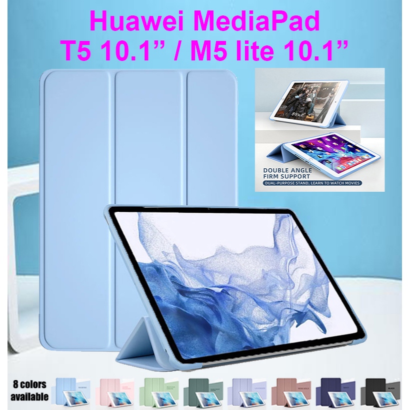 สําหรับ Huawei MediaPad T5 10 M5 lite (2018) 10.1 "BAH2-L09 BAH2-W09 BAH2-W19 AGS2-W09 แท็บเล็ตป้องกันกรณีพลิกขาตั้งหนังรังผึ้งปลอกซิลิโคนอ่อนนุ่ม