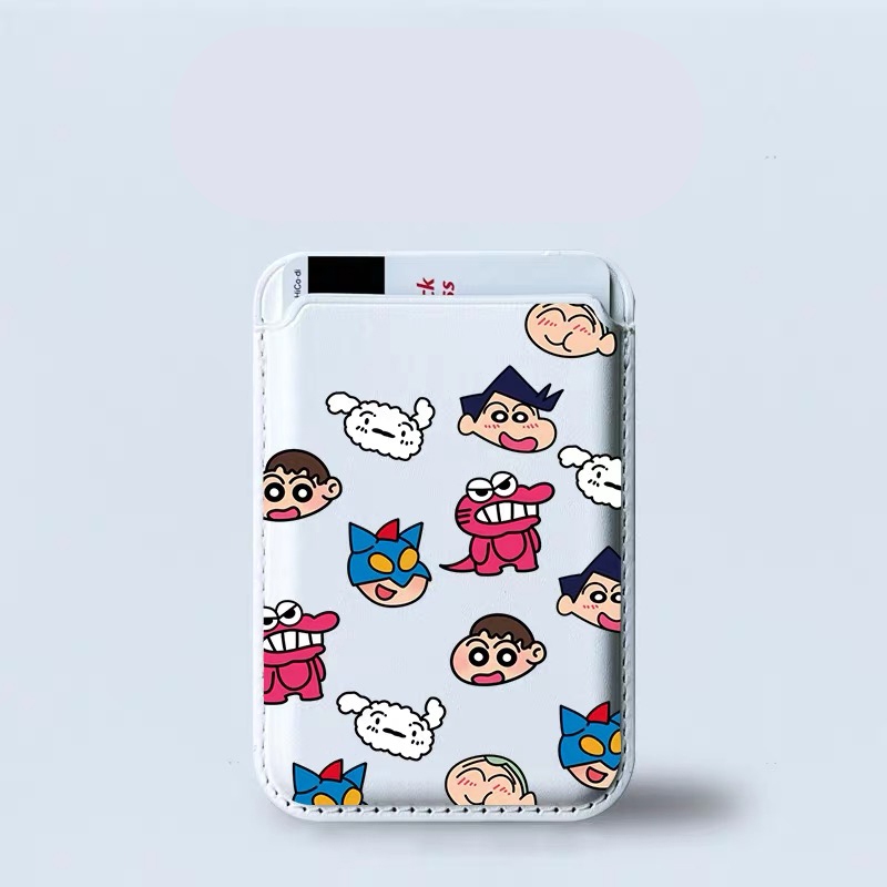 การ์ตูนน่ารักเครยอนชินจังอวตารรูปแบบกระเป๋าสตางค์ผู้ถือบัตรสําหรับiphone 15pro 15promax 14 14promax 14 Pro 16 plus 16 Pro Max