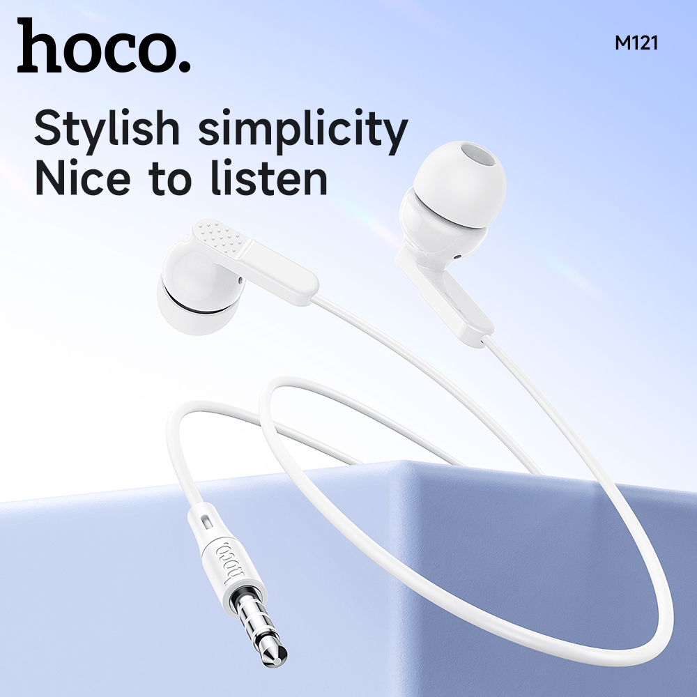 Hoco M121 3.5 มม.หูฟังแบบมีสายหูฟังสเตอริโอควบคุมระดับเสียงพร้อมไมโครโฟนสําหรับ Xiaomi MP3,MP4 สําหรับ iPhone 6,6plus