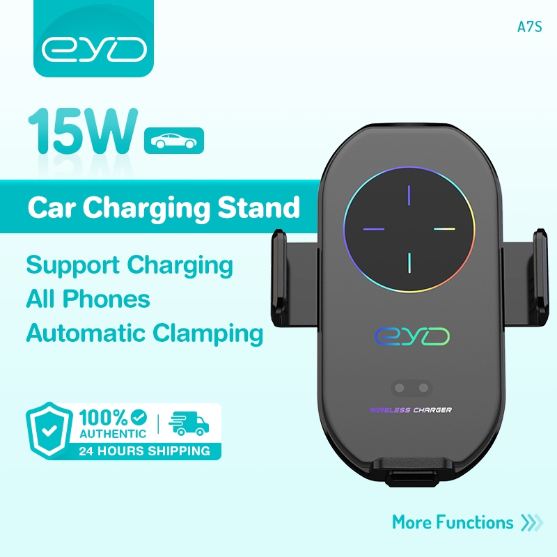 Eyd A7S แท่นชาร์จในรถยนต์ชาร์จไร้สาย 360° หมุนมั่นคงลื่นใช้งานง่ายสมาร์ท สเกลลิ่ง