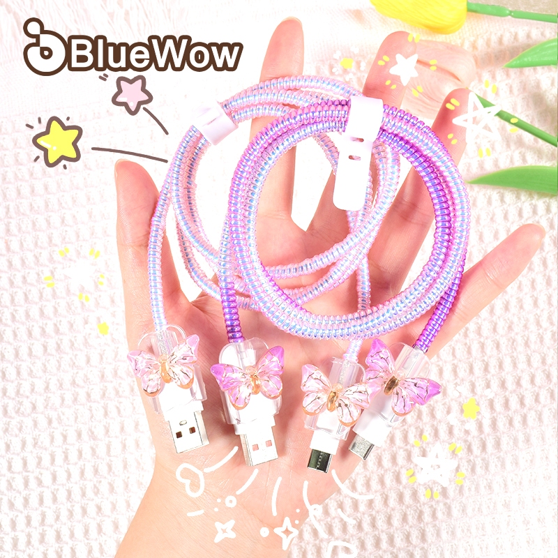 Bluewow สําหรับ Android ตัวป้องกันเครื่องชาร์จ, อุปกรณ์ป้องกันการชาร์จสไตล์ Instagram, เคสสายชาร์จ USB to Type-C