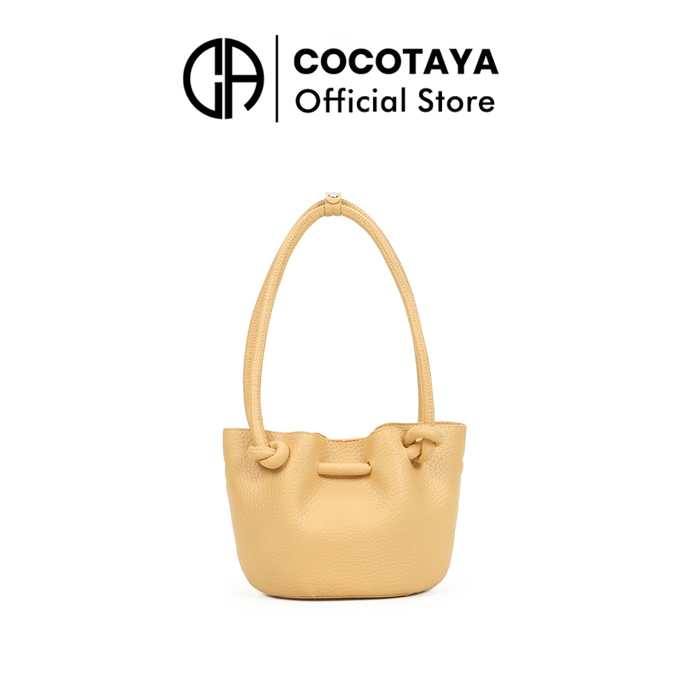 (COCOTAYA) กระเป๋าถือหนัง PU สีเหลืองสำหรับผู้หญิง แบบสะพายไหล่ แบบถือใต้รักแร้