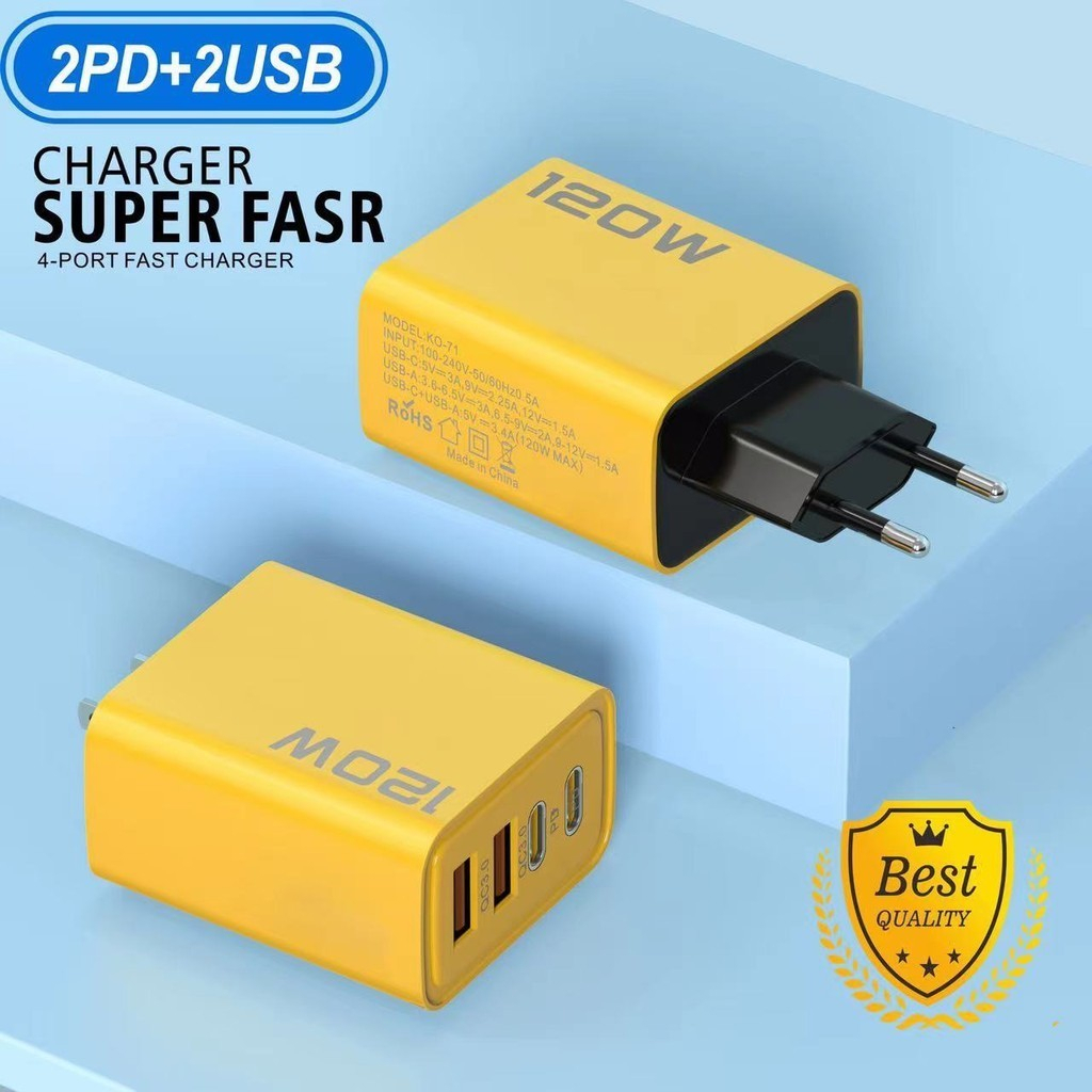 คุณได้รับ ของขวัญ 1 ชิ้น，สายซิลิโคนสำหรับมัดรวมสายชาร์จ，Fast Charging 120W PD USB TypeC 3.0 Fast Charging Adapter เหมาะสําหรับ Android ISO