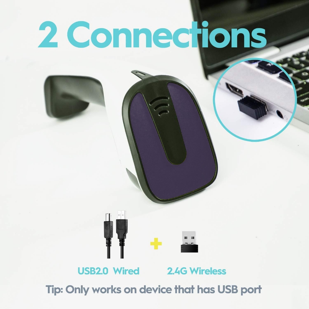 ไร้สาย 2D Barcode Scanner QR Code Scanner สนับสนุนหน้าจอสแกนมือถือ CMOS Imager แบบพกพา USB Bar Code 