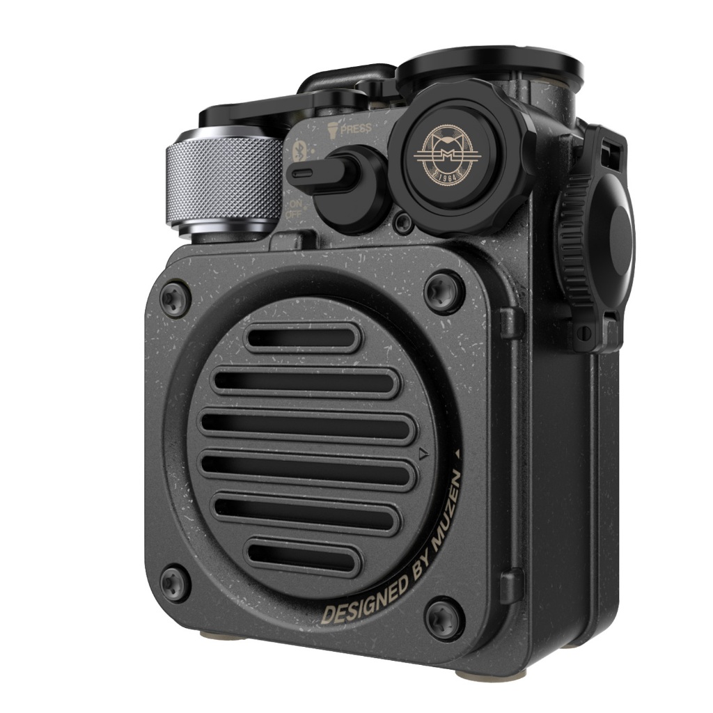 （กระเป๋าผ้าสักหลาด ฟรี）Muzen Wild Mini ลำโพงบลูทูธพกพา ลำโพงพกพา Wild Mini ลำโพงพกพาสำหรับกลางแจ้งที่ทนทาน กันน้ำระดับ IPX5 เสียงสเตอริโอใสแจ๋ว โลหะดูเท่มาก สำหรับการผจญภัย ตั้งแคมป์ เดินป่า สีดํา