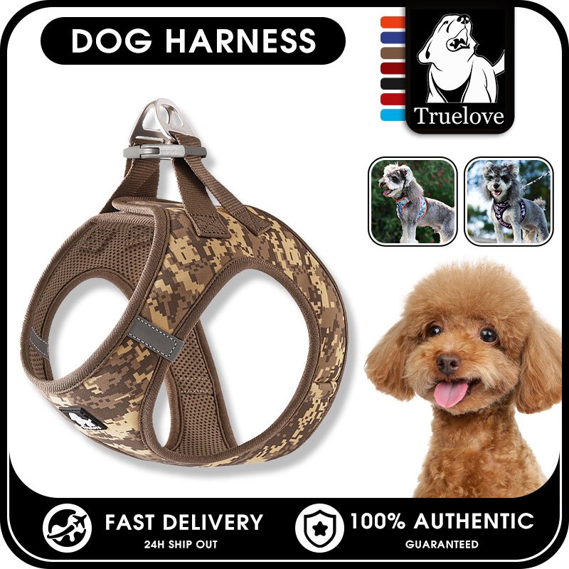 TRUELOVE น้ําหนักเบาสายรัดสัตว์เลี้ยงปรับสายรัดสุนัขสายรัดหน้าอกสุนัขสะท้อนแสงออกอย่างรวดเร็วนุ่มสบายนุ่มสําหรับสุนัข