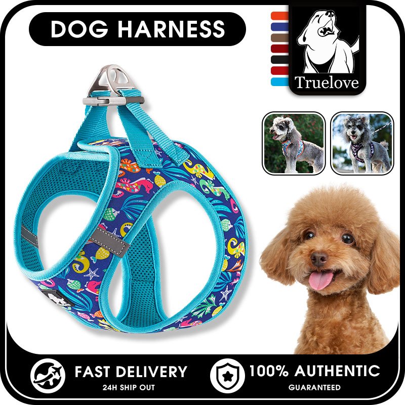 TRUELOVE น้ําหนักเบาสายรัดสัตว์เลี้ยงปรับสายรัดสุนัขสายรัดหน้าอกสุนัขสะท้อนแสงออกอย่างรวดเร็วนุ่มสบายนุ่มสําหรับสุนัข