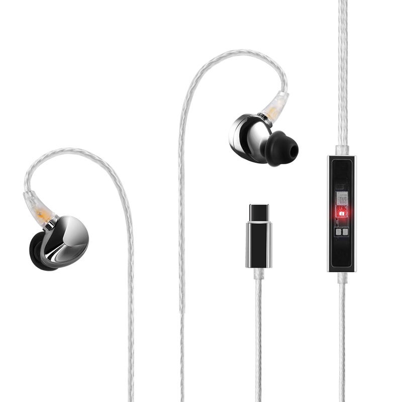 Questyle NHB15 หูฟัง True Lossless (Tpye-C), การบิดเบือนต่ําเป็นพิเศษ, ความสามารถในเพลงระดับมาสเตอร์ 192k พร้อมเคสเก็บหูฟัง (สีเงิน)