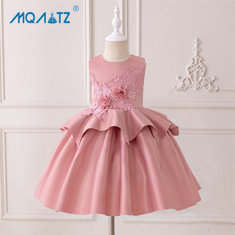 Mqatz ดอกไม้ชุดเด็กผู้หญิง Baptism วันเกิดเสื้อผ้าแขนกุดชุดเจ้าหญิงชุดปาร์ตี้ BL112