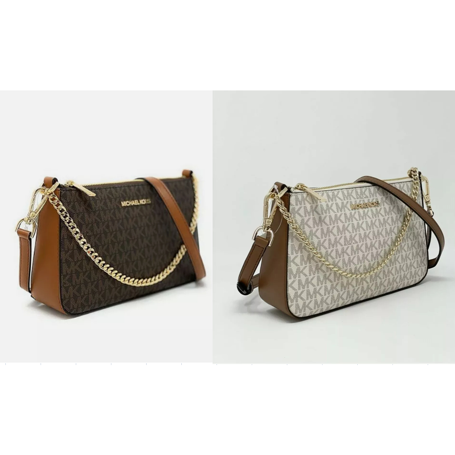 Woman Original MK กระเป๋าสะพาย Jet Set Travel Medium Zip Pouchette Crossbody Signature Wristlet purs