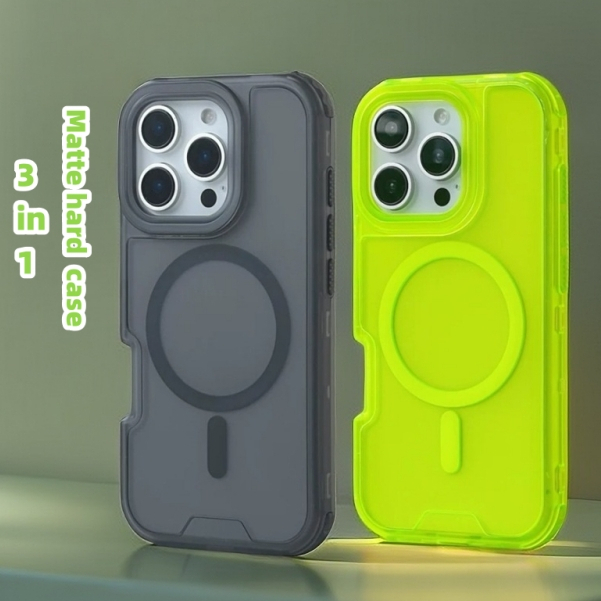 【Thickened to anti-drop/3 in 1/Matte acrylic hard case/Green】เคส compatible for iphone 11 12 13 14 15 16 17 pro max case