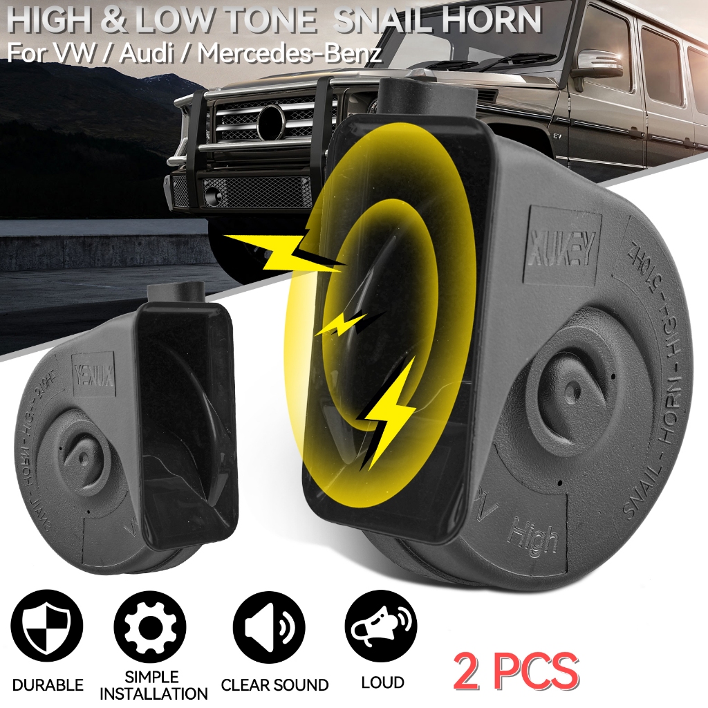 คู่ Snail Horns High Low Tone 12V 400Hz/500Hz สําหรับ Mercedes Benz W212 W221 W222 W176 W246 Audi A4