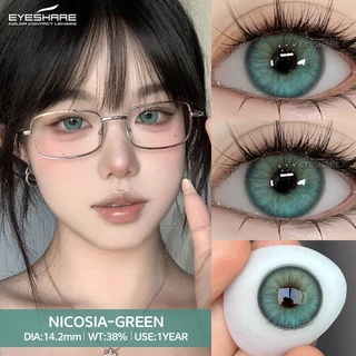 Eyeshare รุ่น NICOSIA สีไล่เฉดสีมีมิติสีฟ้าคอนแทคเลนส์ รายปี Dia14.2 ค่าสายตา 0.00 2ชิ้น 1คู่