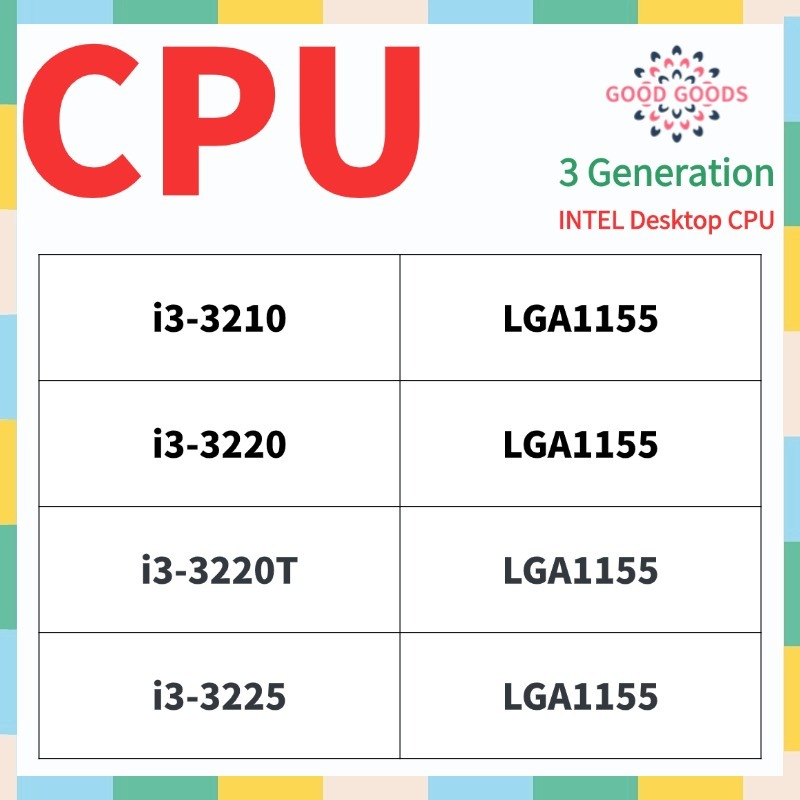 I3-3210 i3-3220 i3-3220T i3-3225 3th generation INTEL Core เดสก์ท็อป CPU LGA1155