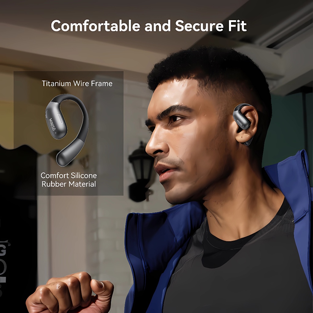 Miniso X28 หูฟังบูลทูธ OWS  Bluetooth 5.3 หูฟังไร้สาย HIFI IPX5  Wireless Earphones ฟังกันน้ำพร้อมไมโครโฟนสำหรับ IOS Android – ลดเสียงรบกวนเพลง HD ราคา ถูกที่สุด ดีลบีเคเค แกลเลอรีภาพที่ 7