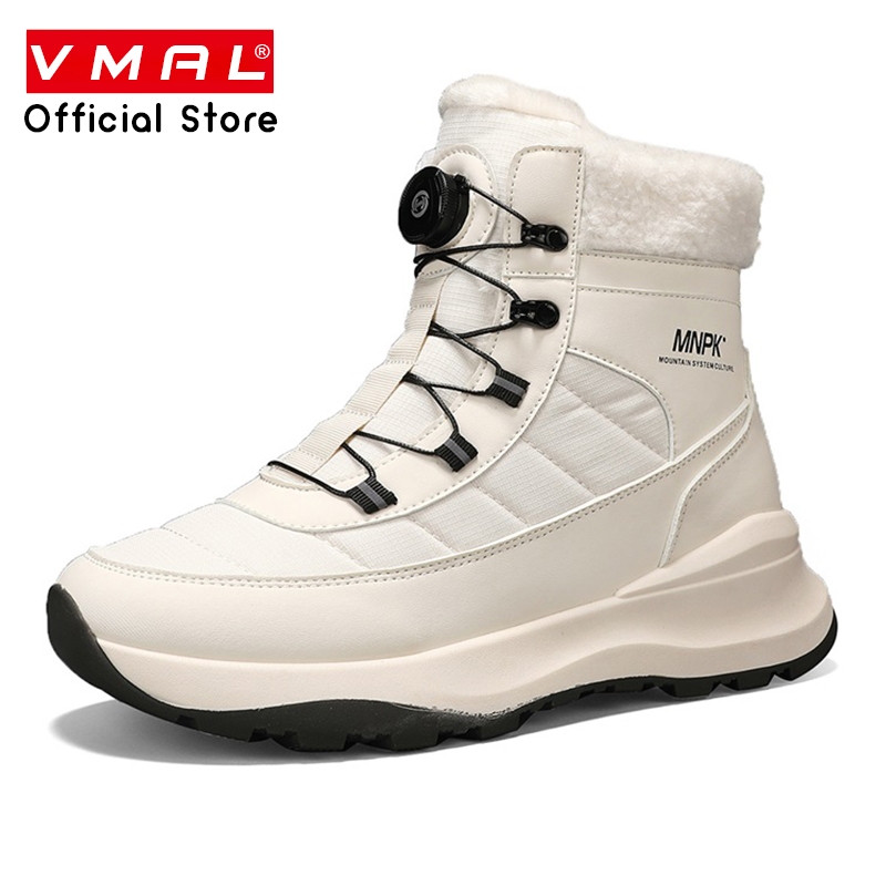 35-44 รองเท้าบู๊ทหิมะอุ่นสําหรับคู่รักสูงด้านบนแฟชั่นฤดูใบไม้ร่วงและฤดูหนาวพร้อมหัวเข็มขัดแบบหมุนได้รองเท้าห่านลง