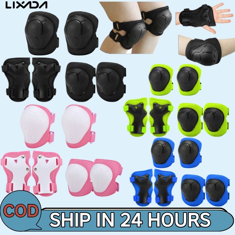 LIXADA [LISADA Mall] สนับเข่าเด็กชุด 6 in 1 ชุดอุปกรณ์ป้องกันแผ่นรองข้อศอกเข่าพร้อมยามข้อมือเด็กแผ่นป้องกันความปลอดภัยสําหรับโรลเลอร์สเก็ตรอบสเก็ต
