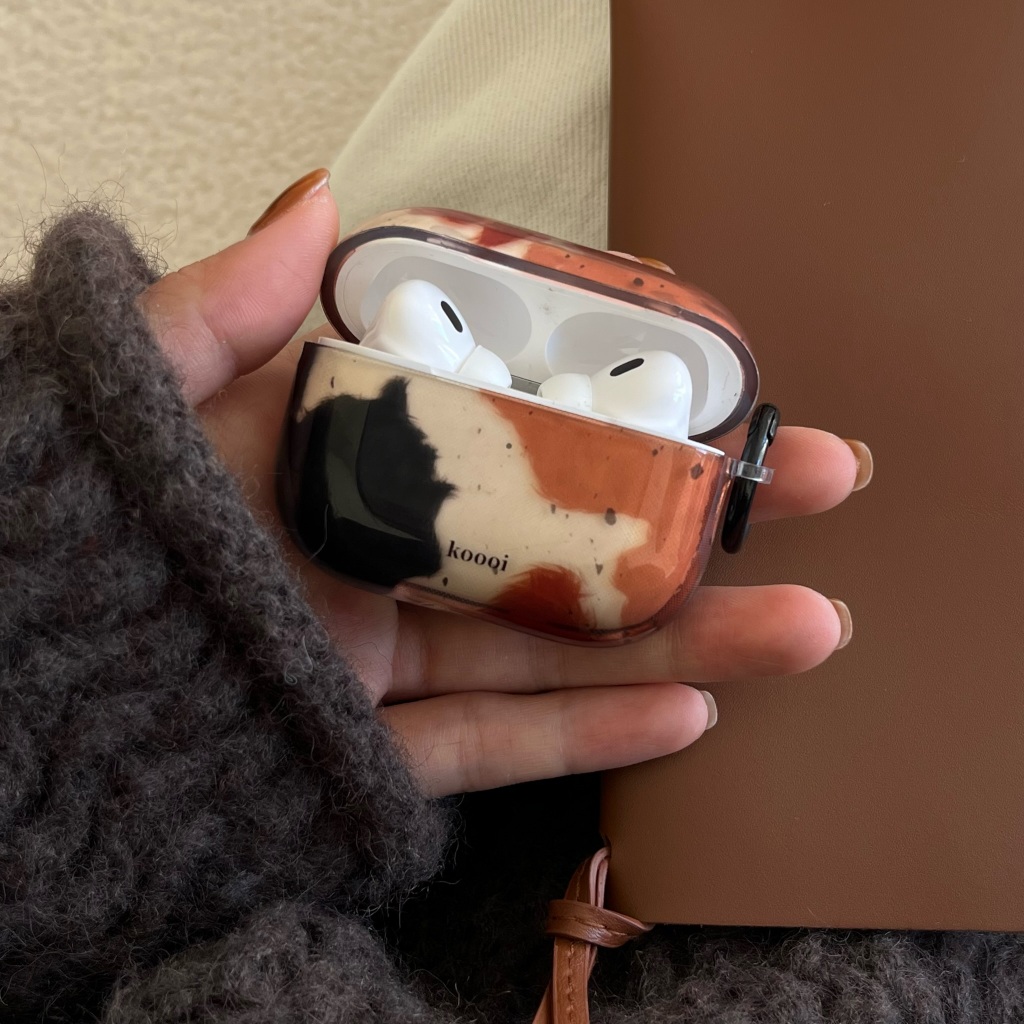Ins Artistic Color Swoosh Earphone Case For AirPods 3 Pro 2 Protective Cover Soft Case for AirPod 4 2 Keyring