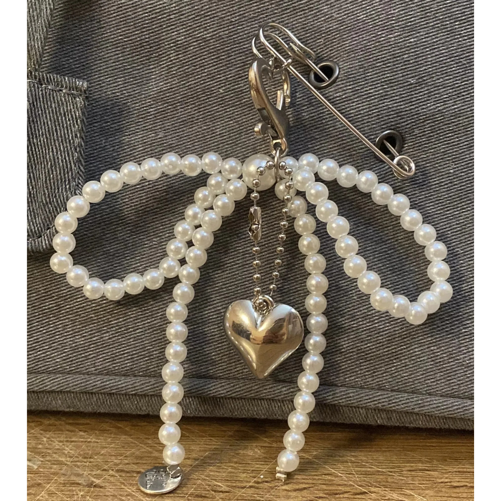 2024 เกาหลี Delicate Sweet Pearl Bow พวงกุญแจจี้หัวใจพวงกุญแจ Y2K ความงามผู้ถือกุญแจสําหรับสาวกระเป๋าจี้อุปกรณ์เสริม - รูปที่ 2