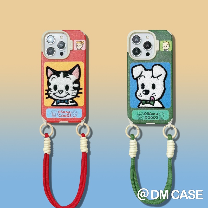 เคสไอโฟน ลาย Osamu Harada สำหรับ iPhone 16 15 14 13 12 Pro Max คอลเลคชั่นฤดูใบไม้ร่วงและฤดูหนาว พร้อมสายคล้อง ปักลายแมวและหมาน้อย ป้องกันการกระแทก บุผ้ารักษาความอุ่น อินเทรนด์ แฟชั่น สำหรับคู่รัก แบรนด์ Pop Mart