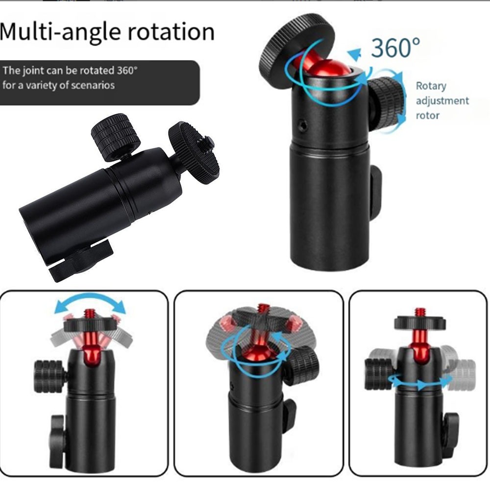 360หัวบอลอะแดปเตอร์ขาตั้งไฟถ่ายภาพสามเหลี่ยมวงเล็บหัวแปลงแฟลชขาตั้งกล้องสกรูแปลงฐานอินเทอร์เฟซ 1/4 ขั้วต่อ