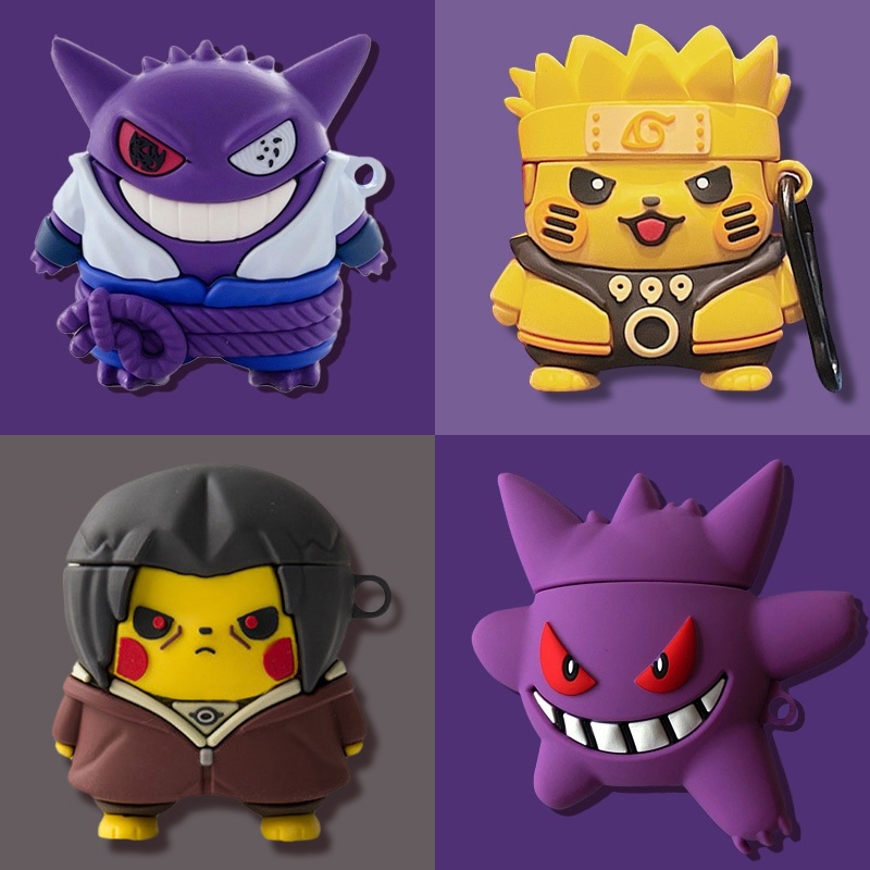 Naruto Uchiha Sasuke Gengar Elf สําหรับ AirPods5 กรณีหูฟังป้องกันกรณี 2024 สไตล์ใหม่สําหรับ AirPods3gen หูฟังป้องกันกรณีใช้งานร่วมกับ AirPods4 กรณี AirPods2gen กรณี