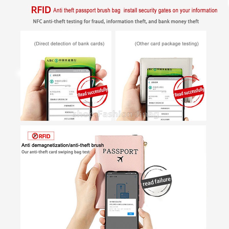 ซิปรูดบัตรป้องกันการโจรกรรม RFID พร้อมแพ็คเกจเอกสาร visa, ที่ใส่หนังสือเดินทางสําหรับเดินทางมัลติฟังก์ชั่นความจุขนาดใหญ่