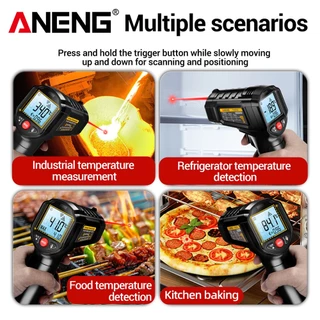 ANENG One Set TH202 เครื่องวัดอุณหภูมิอินฟราเรด เครื่องมืออุณหภูมิแบบไม่สัมผัส -50°ซี ถึง 600°C พร้อม LCD Backlit สําหรับอุตสาหกรรม HVAC
