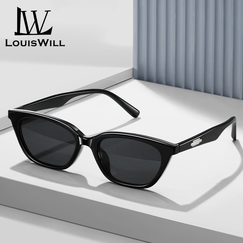Louiswill Unisex Retro GM Cats Eye แว่นตากันแดดกรอบแคบแฟชั่น UV400 ป้องกันแว่นตากันแดดโพลาไรซ์แว่นตาป้องกันแสงแดดแว่นตาสําหรับผู้ชายผู้หญิง