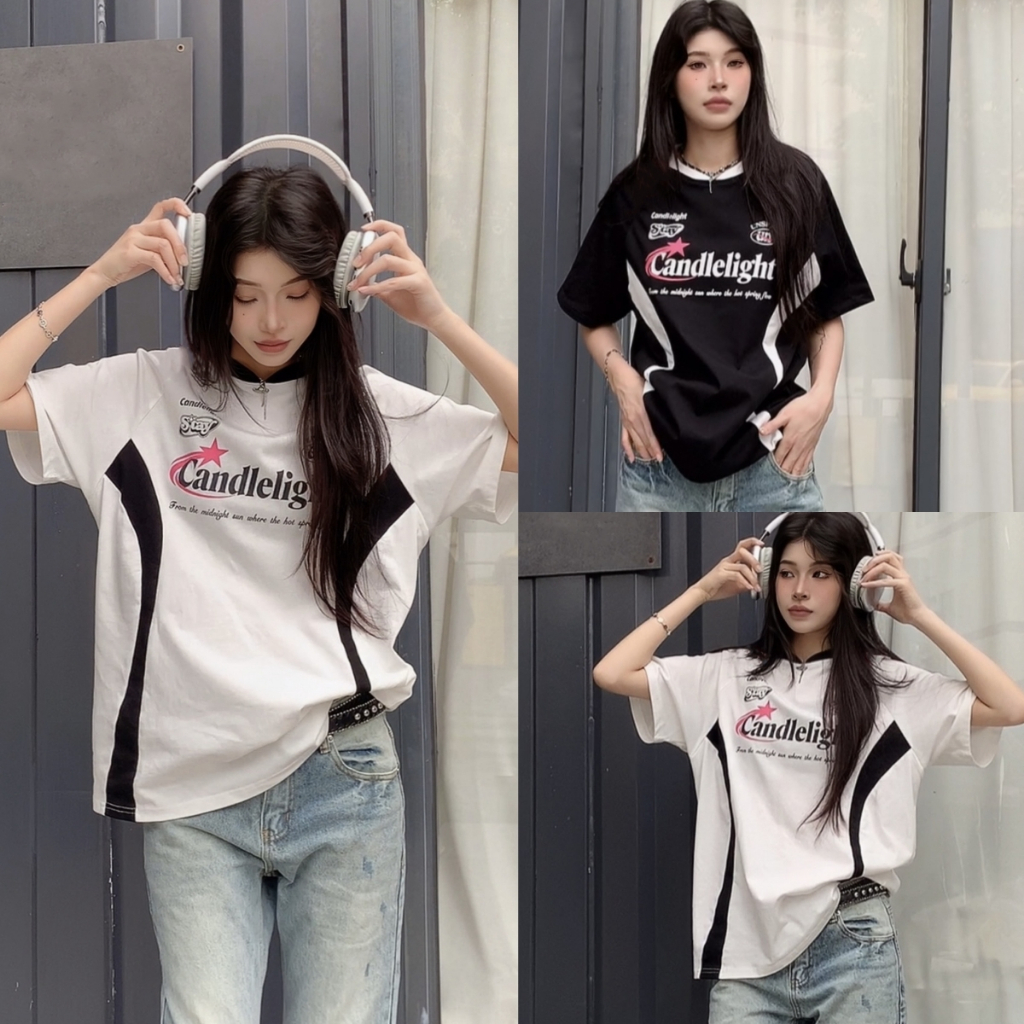 Luna Shop🌼เสื้อยืด🌻🌻แขนสั้น ทรงหลวม สไตล์เรโทร อเมริกัน สตรีท สําหรับผู้หญิง